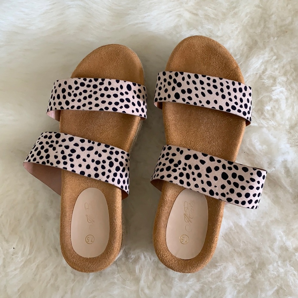 Leopard print platform sandals